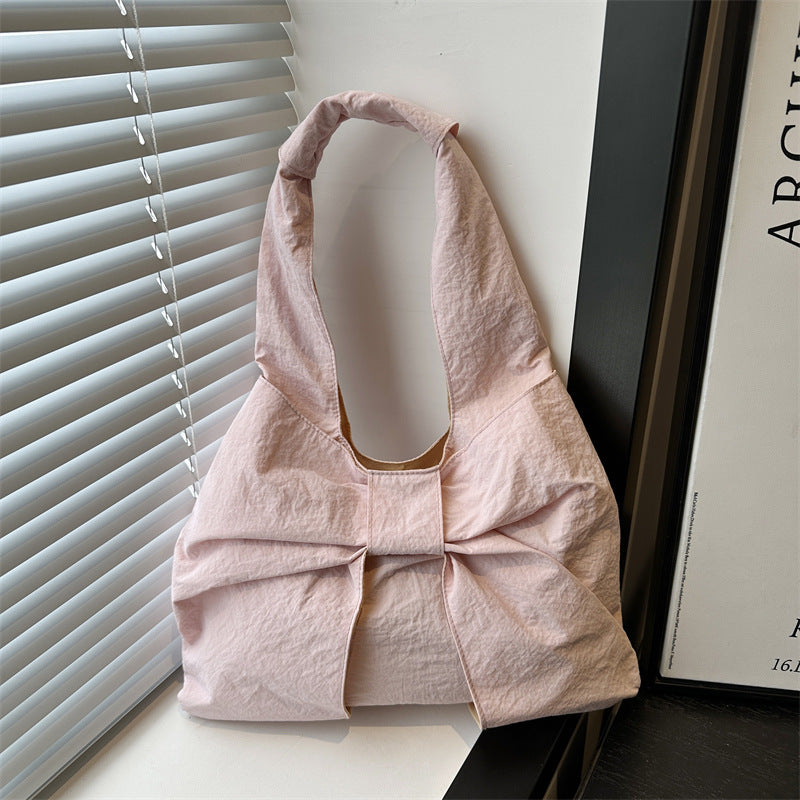 Bow Accent Fabric Tote Bag Bowlift
