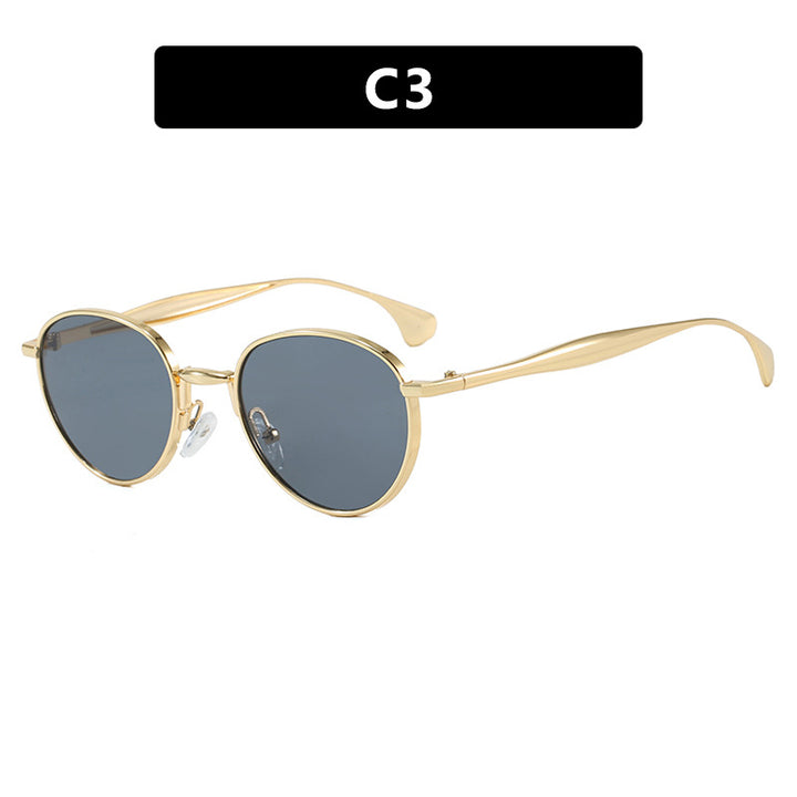 Women's round sunglasses with elegant metal frame and UV protection Bowlift
