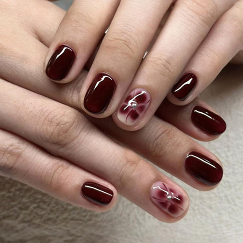 Acrylic nail set with elegant flower decorations Bowlift