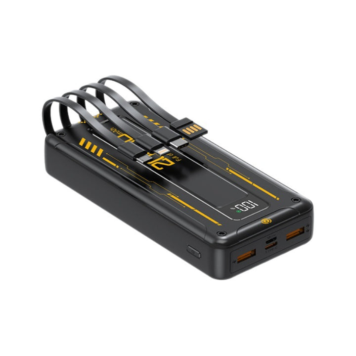 Portable power bank with integrated cable management and digital display Bowlift