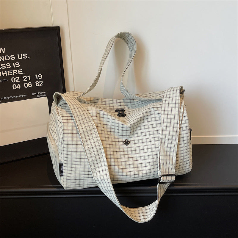 Trendy Grid Pattern Travel Duffel