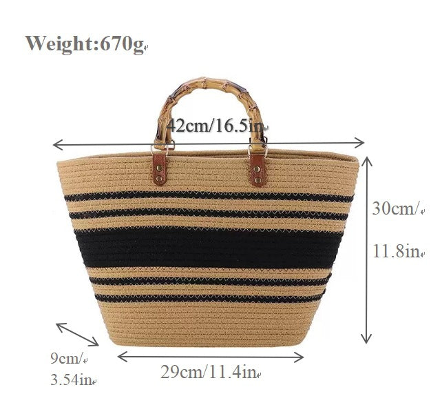 Beach bag with bamboo handles and striped design Bowlift