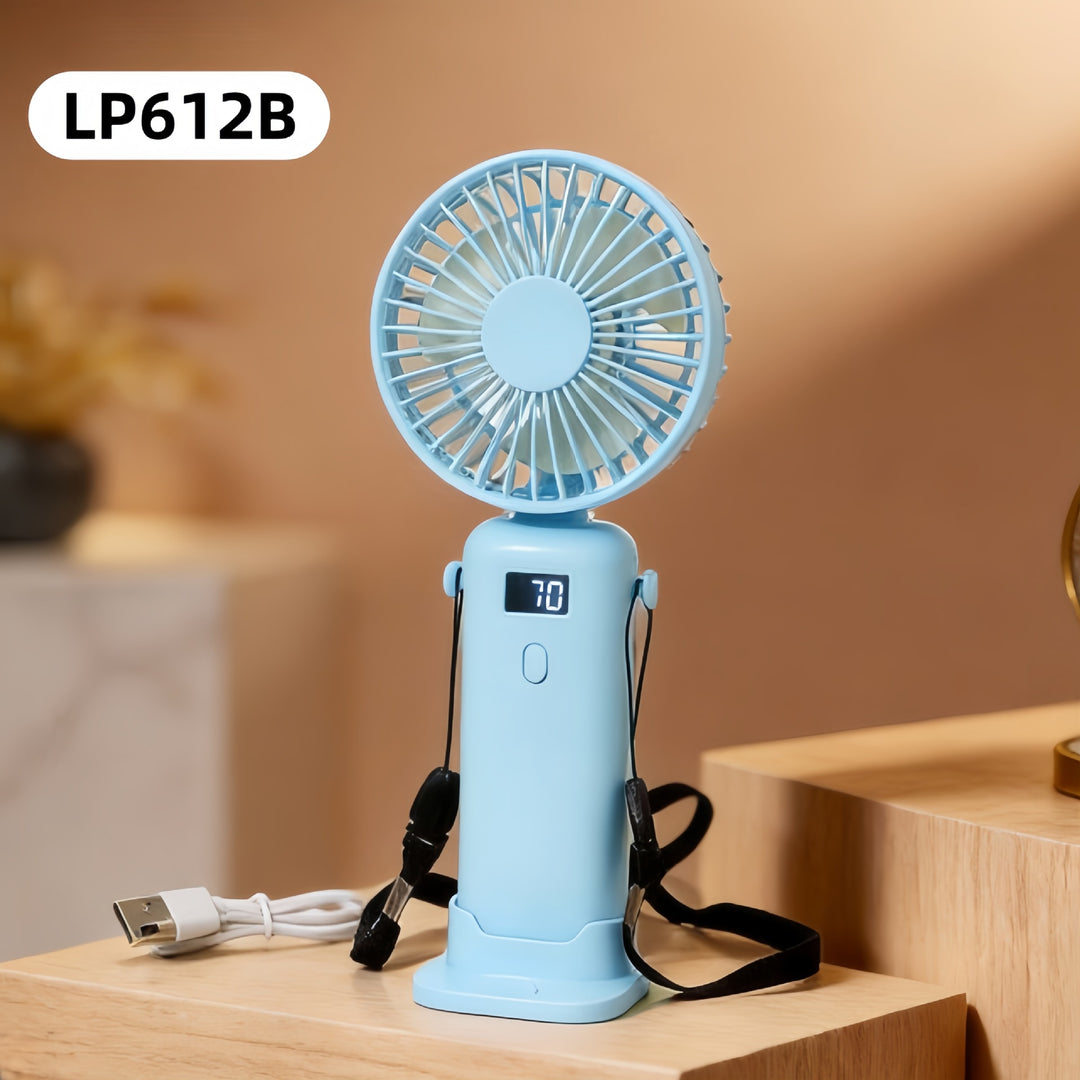 Women portable handheld fan with digital display and USB charging function Bowlift