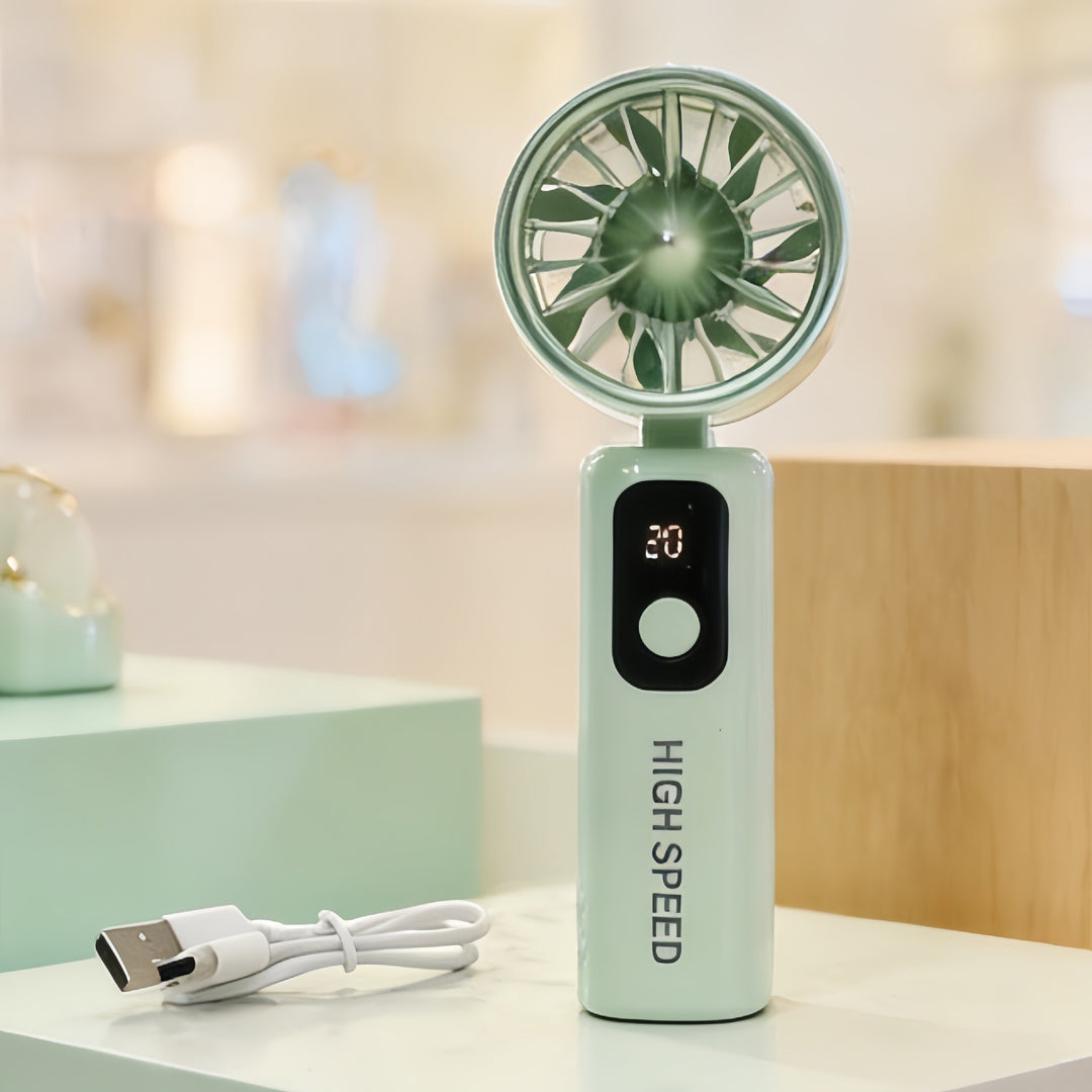 Portable handheld fan with LED display and USB charging function Bowlift