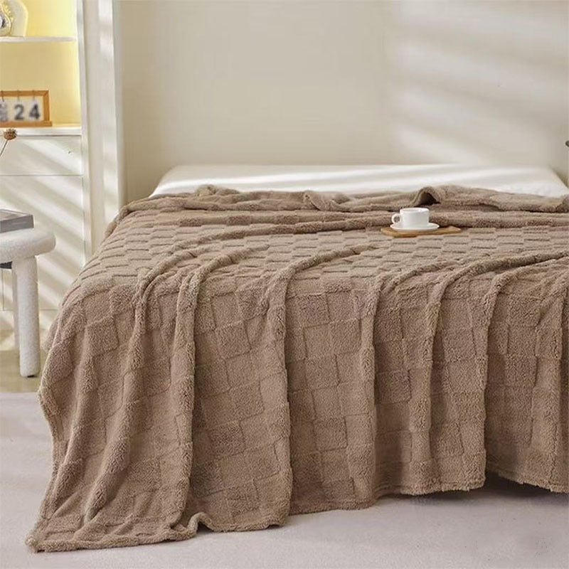 Women Plush Bedspread with Textured Design Bowlift
