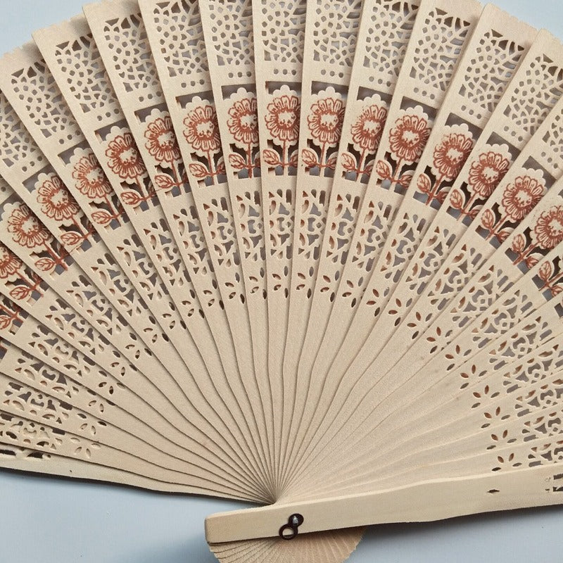 Ladies decorative hand fan made of high-quality wood with intricate cut-out work Bowlift