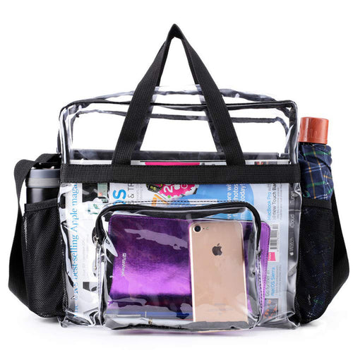 Transparent Handbag with Textured Design Bowlift
