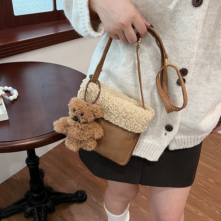 Chic Faux Fur Trim Crossbody Bag Bowlift