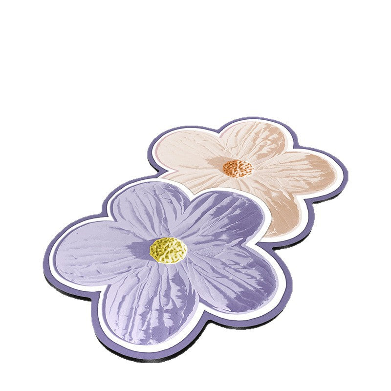 Floral Design Plush Bath Mat Bowlift