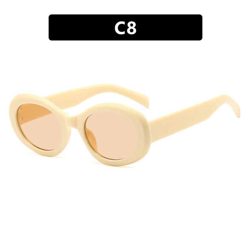 Women's fashionable sunglasses in original oval design with transparent frame and UV protection Bowlift