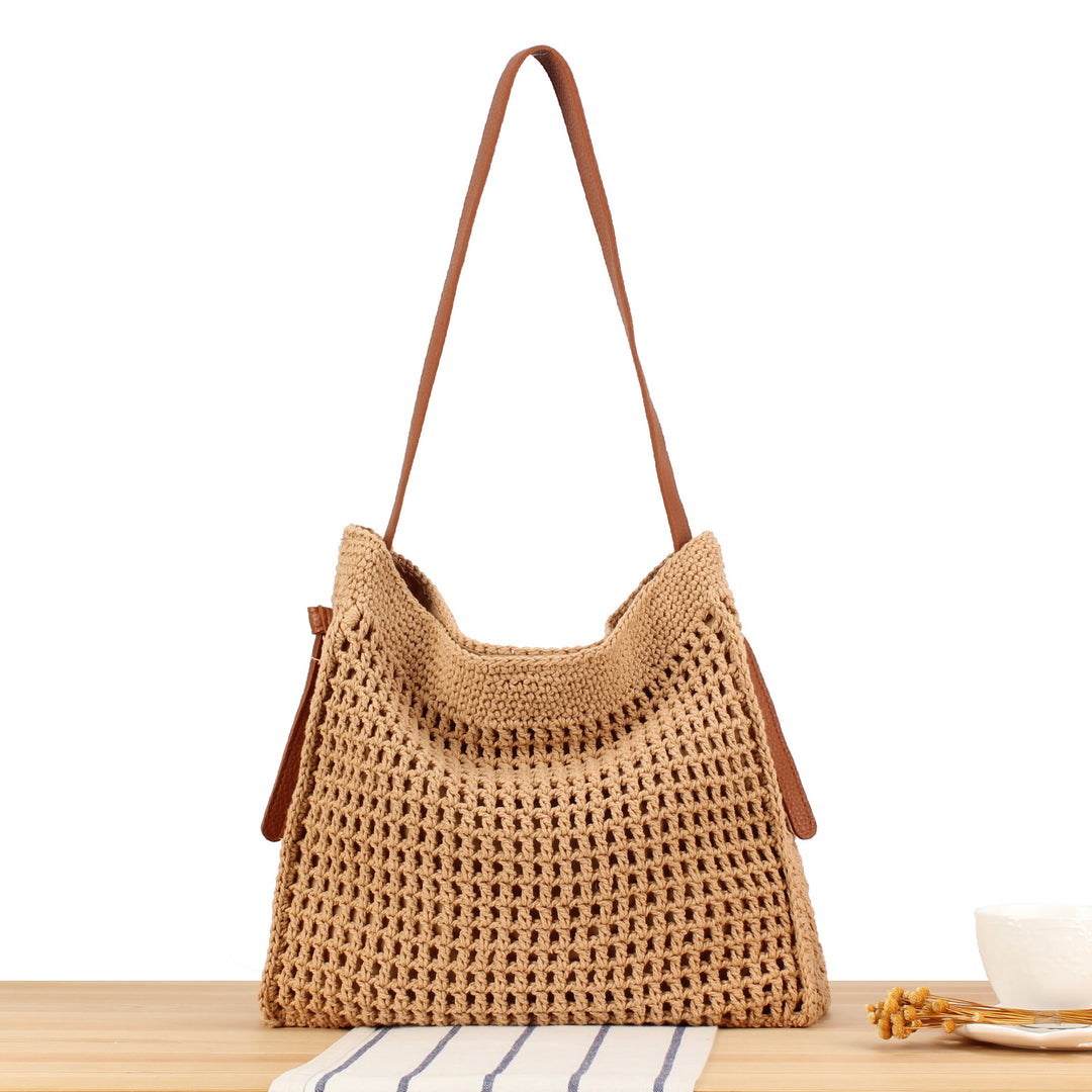 Braided shoulder bag with wide leather handles Bowlift