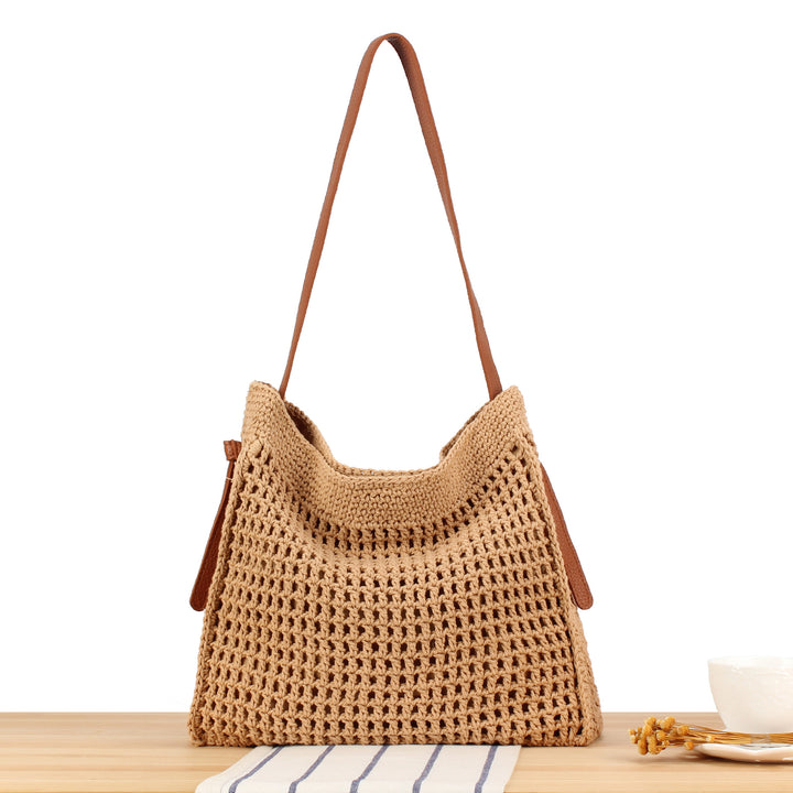 Braided shoulder bag with wide leather handles Bowlift