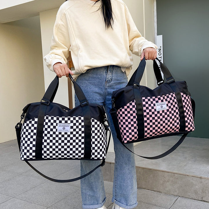 Stylish Checkerboard Duffle Bag Bowlift