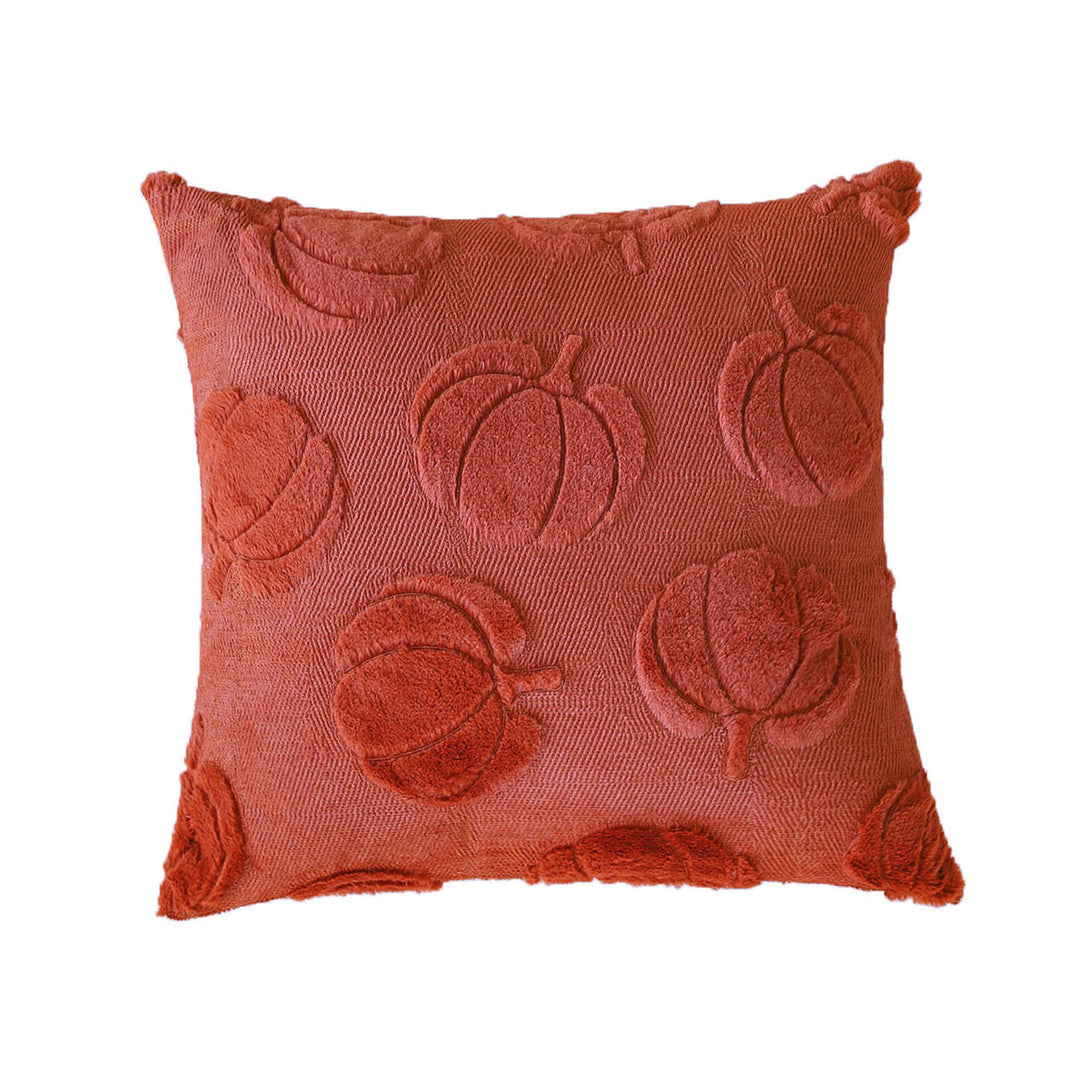 Square decorative pillow cover with 3D pumpkin tufting made of fluffy chenille and concealed zipper Bowlift