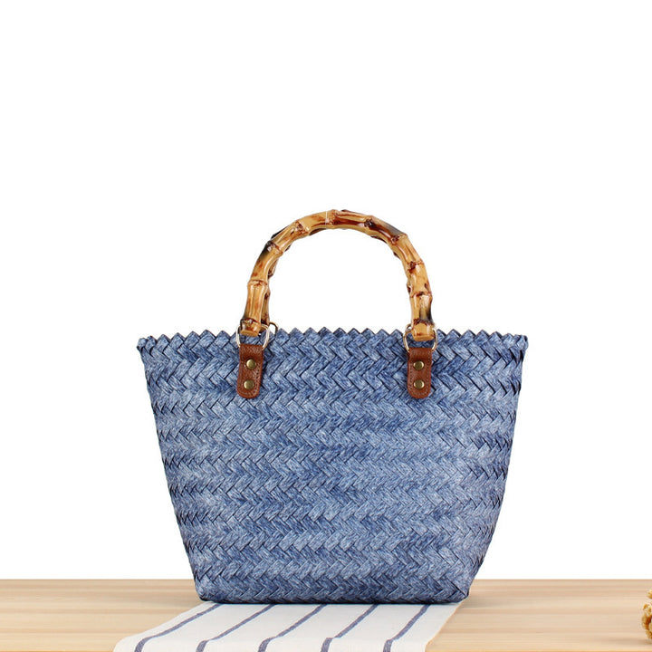 Braided handbag with high-quality bamboo handle Bowlift