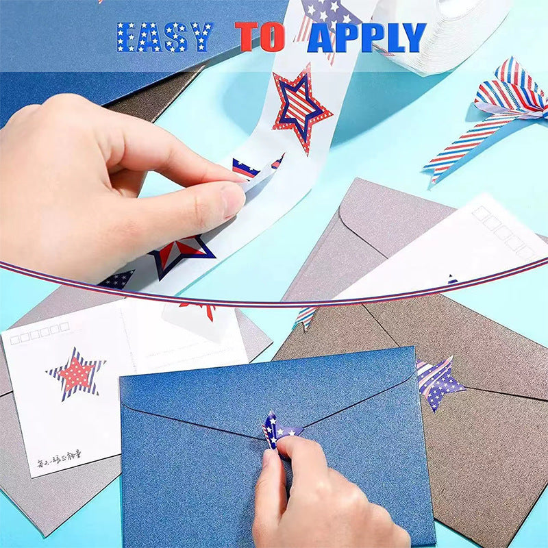 Unisex nano sticker set with patriotic star motifs in roll format, removable and versatile Bowlift