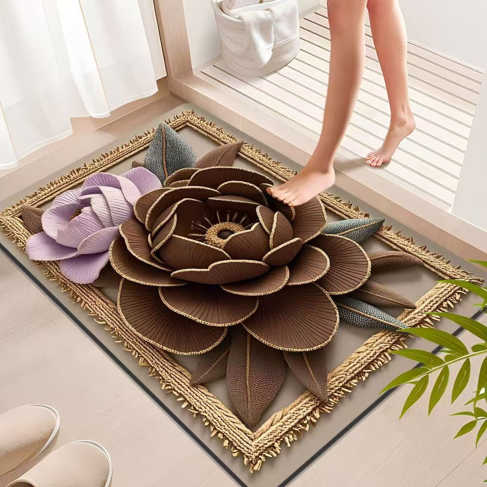 Decorative Floral Bath Mat Bowlift