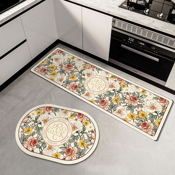 Floral-Patterned Kitchen Comfort Mat Bowlift