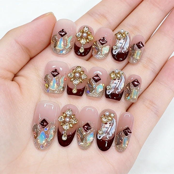 Luxury Artistic Press-On Nail Set Bowlift