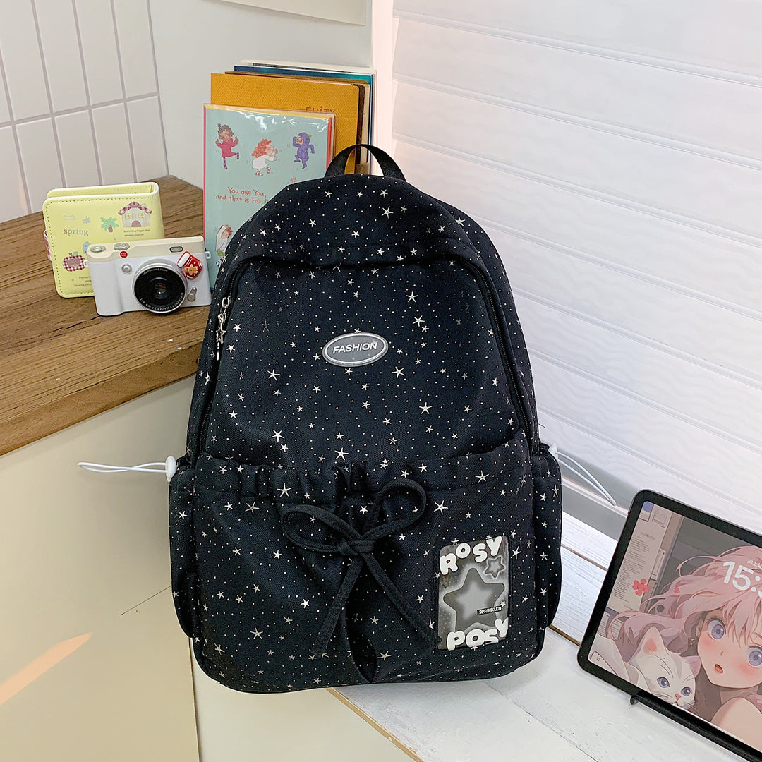 Star-Printed Casual Backpack Bowlift