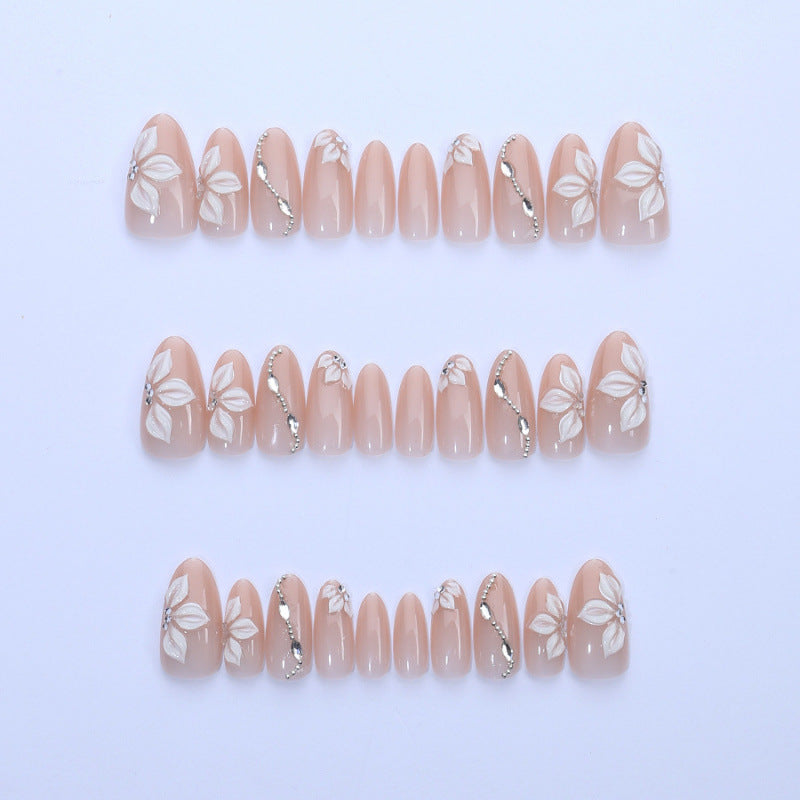 Elegant Floral Design Press-On Nail Set Bowlift