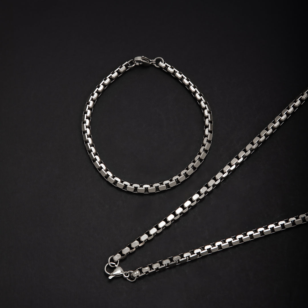 Stainless Steel Chain Necklace and Bracelet Set Bowlift