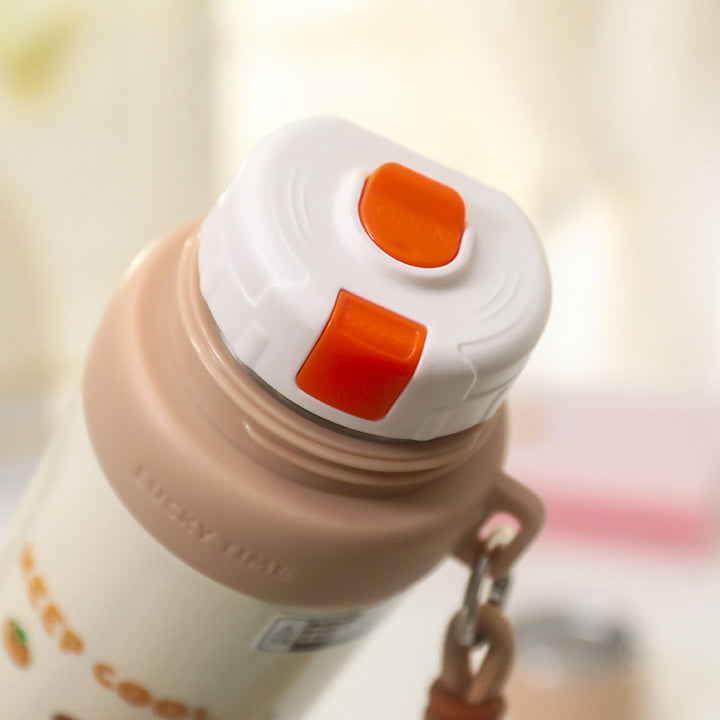 Women's Insulated Thermos Bottle with Fun Bear Design Bowlift