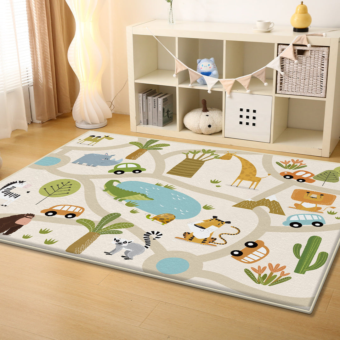 Playful Road-Themed Area Rug Bowlift