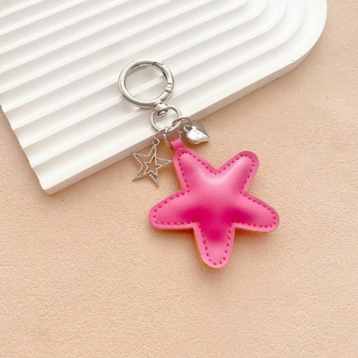 Starfish-Shaped Leather Keychain Bowlift