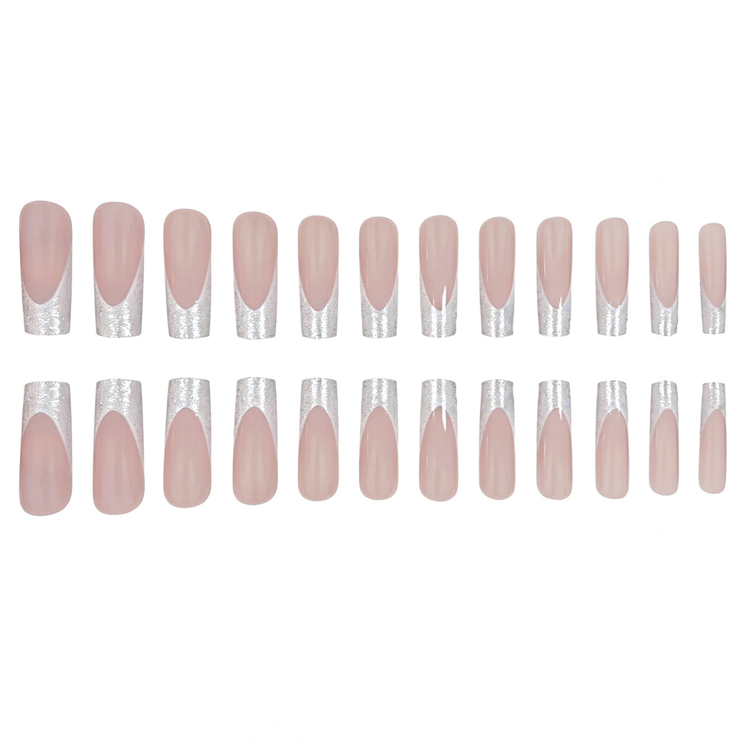 Stylish Glittery French Tip Acrylic Nails Bowlift