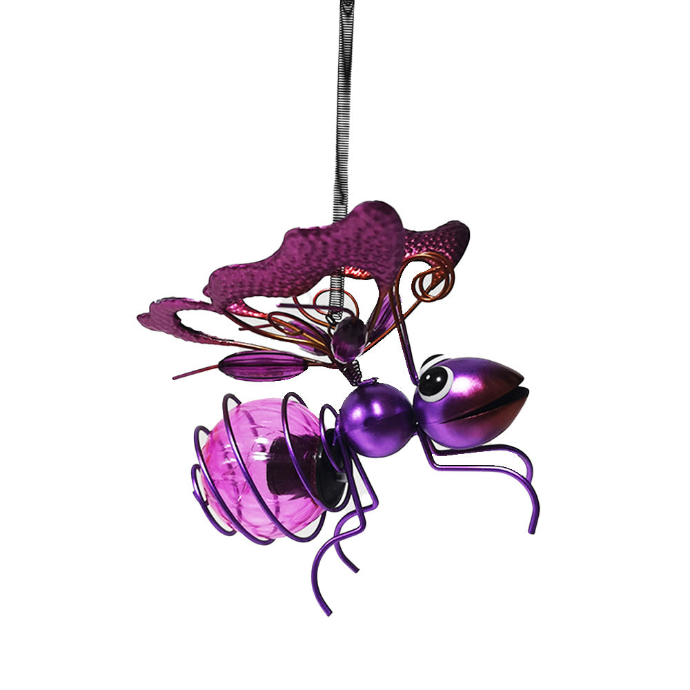 Whimsical Hanging Glass Bee Solar Garden Lantern Ornament Bowlift