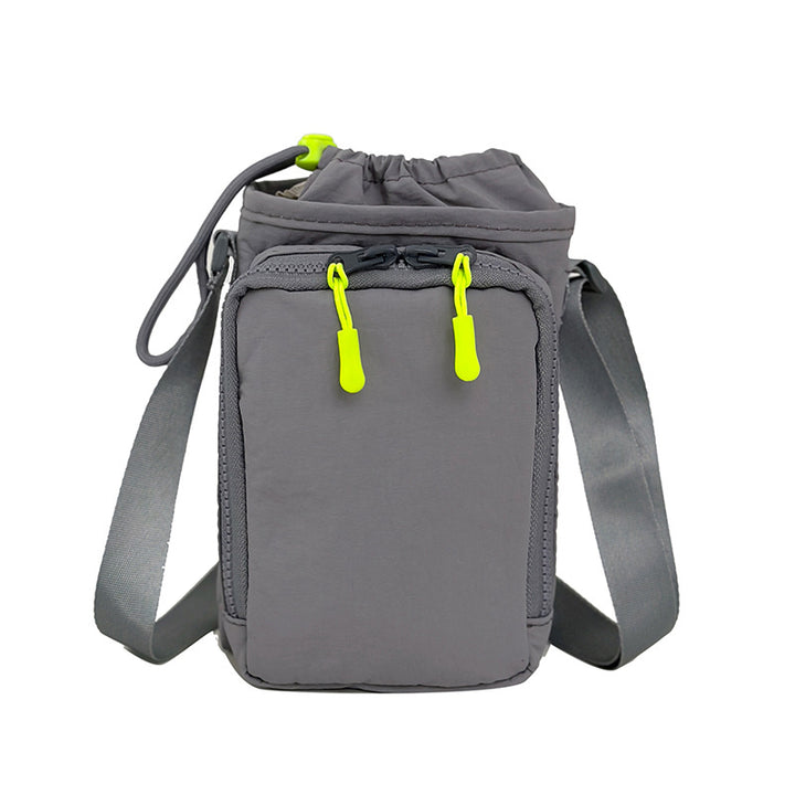 Compact Drawstring Crossbody Utility Pouch with Front Zip Pocket Bowlift