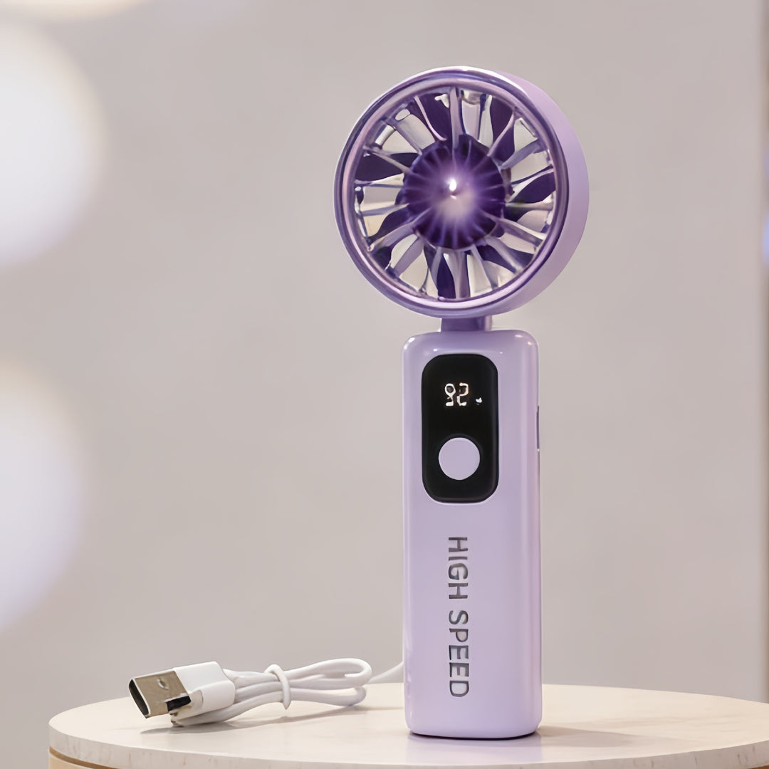 Ladies portable high-speed fan with LCD display Bowlift