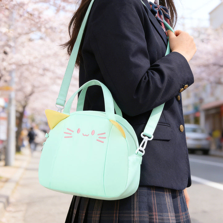 Playful Cat Motif Shoulder Bag Bowlift