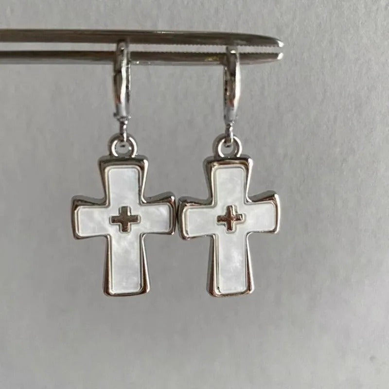 Heart-Inspired Cross Dangle Earrings Bowlift