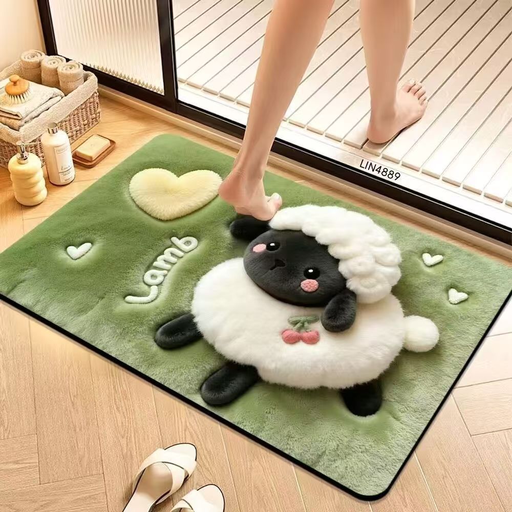 Plush Dog-Themed Bowlift Bath Mat