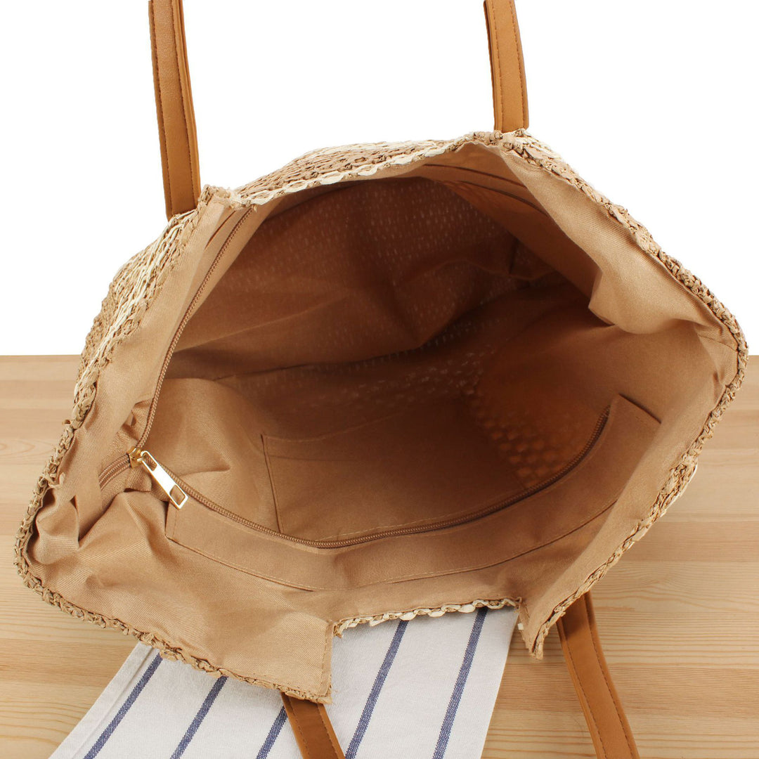 Woven beach bag with leather handles Bowlift