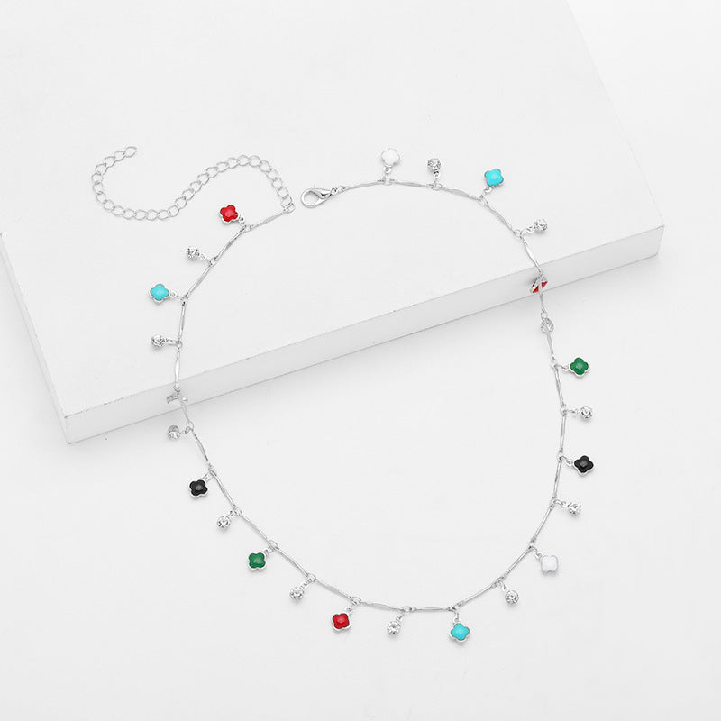 Floral Charm Silver Necklace Bowlift