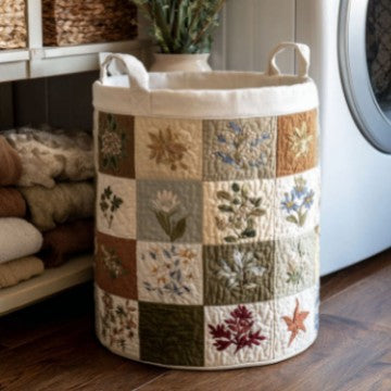 Quilted Decorative Laundry Storage Basket With Rope Handles Collapsible Fabric Organizer