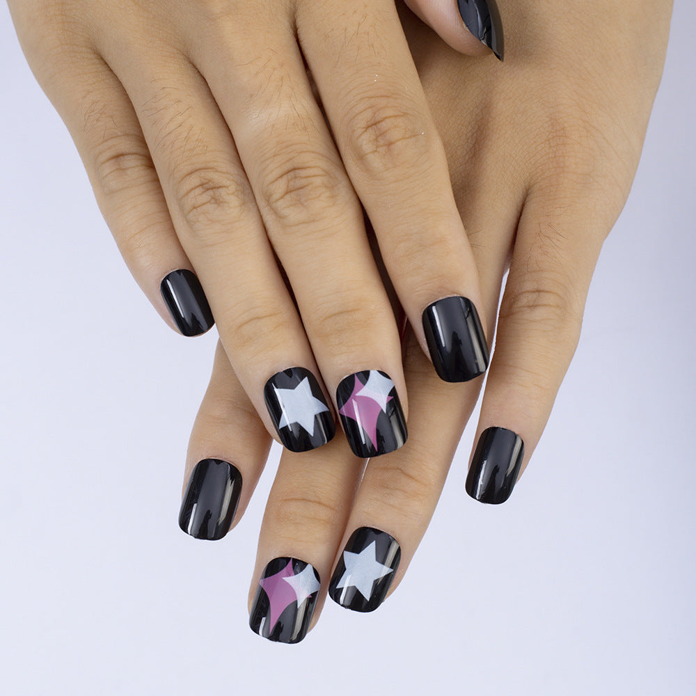 Artificial Nail Set with Modern Star Patterns Bowlift