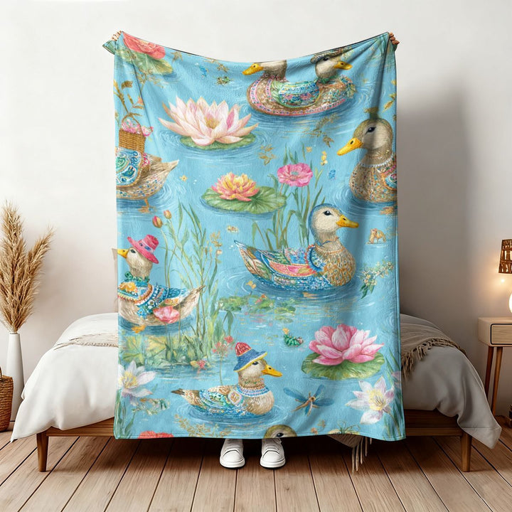 Artistic Duck Print Fleece Throw Blanket