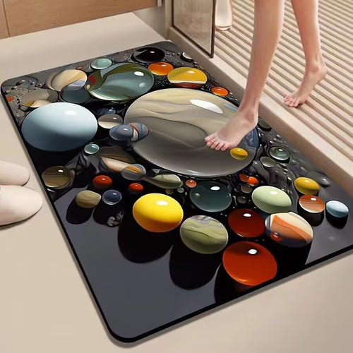 Colorful Pebble-Themed Floor Mat Bowlift