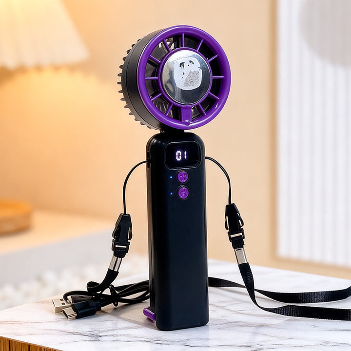Women Portable Mini USB Fan with Digital Display Bowlift
