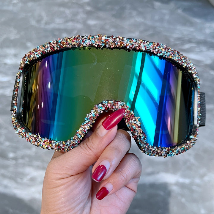 Women's skiing goggles with sparkling crystal decoration Bowlift