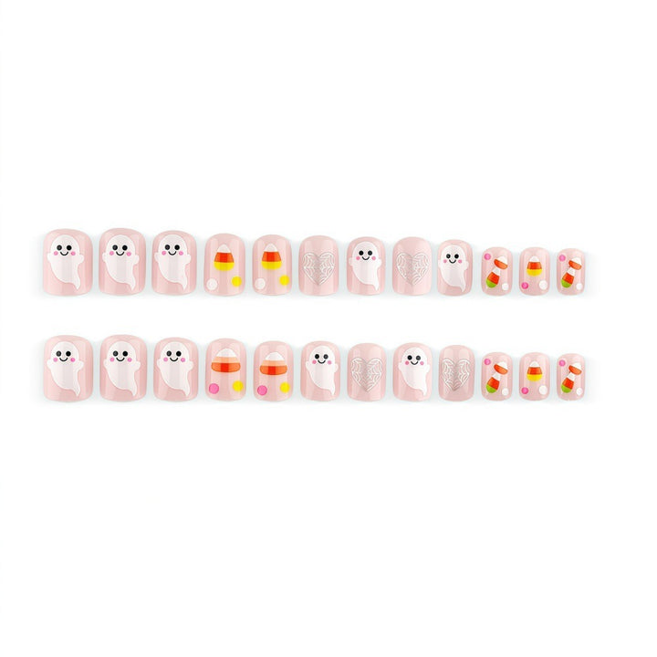 Artificial nails for Halloween with cute ghost motifs Bowlift
