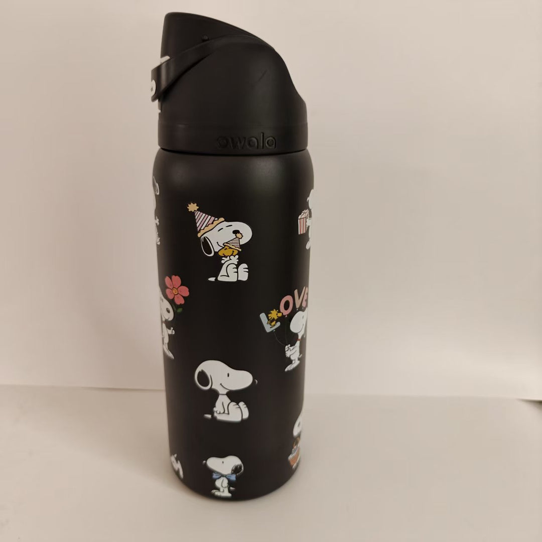 Double-Wall Vacuum Insulated Stainless Steel Travel Bottle With Flip Straw Leakproof Lid And Character Print