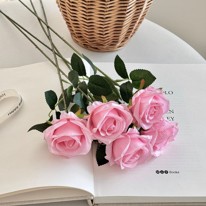 Decorative Long-Stem Silk Rose Bouquet Bowlift