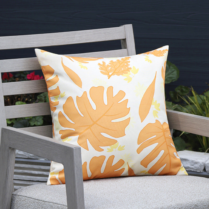 Square garden cushion cover with UV-resistant outdoor polyester, tropical leaf jacquard and concealed zipper Bowlift