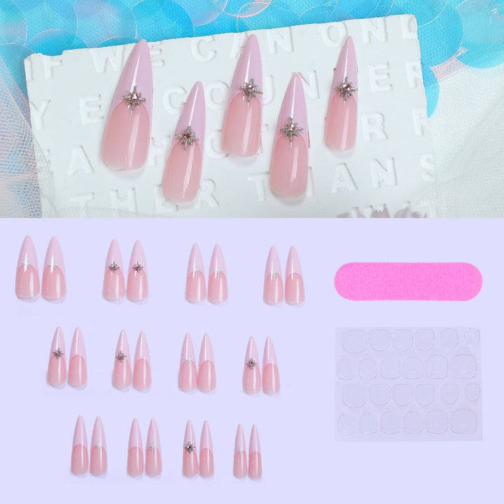 Artificial nail set with elegant glitter and floral design Bowlift