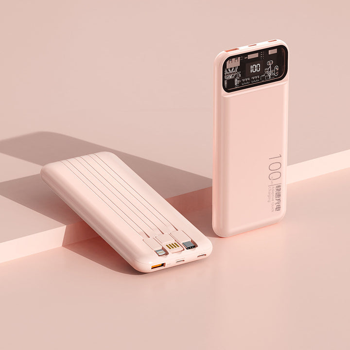 Portable power bank with multifunctional cable system and digital display Bowlift